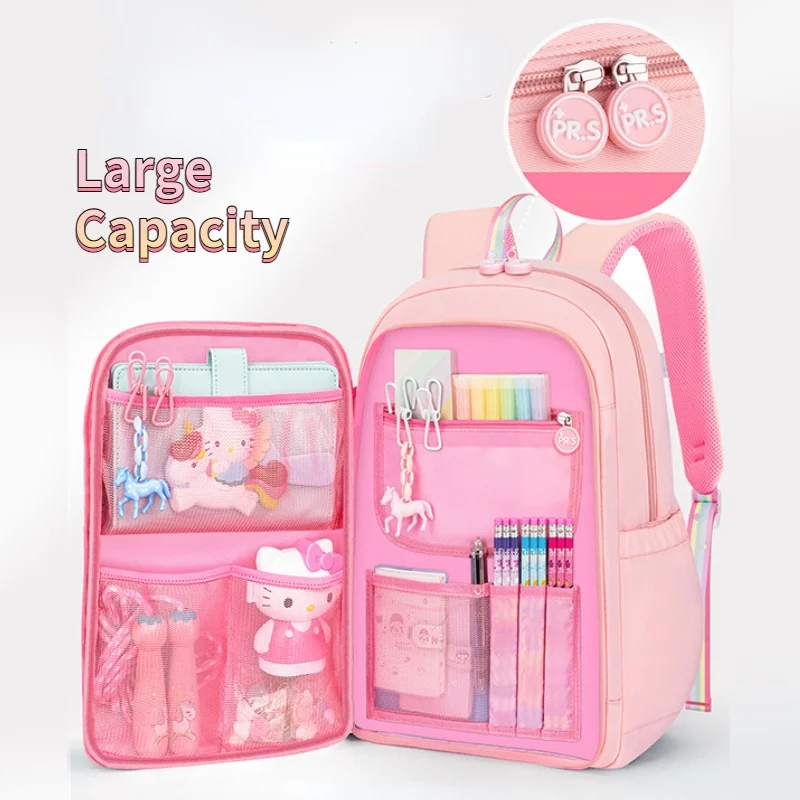 Primary Girl Sweet Princess Large Capacity Backpacks 2022 New Children Waterproof Dream Color Fashion Schoolbags with Pendant