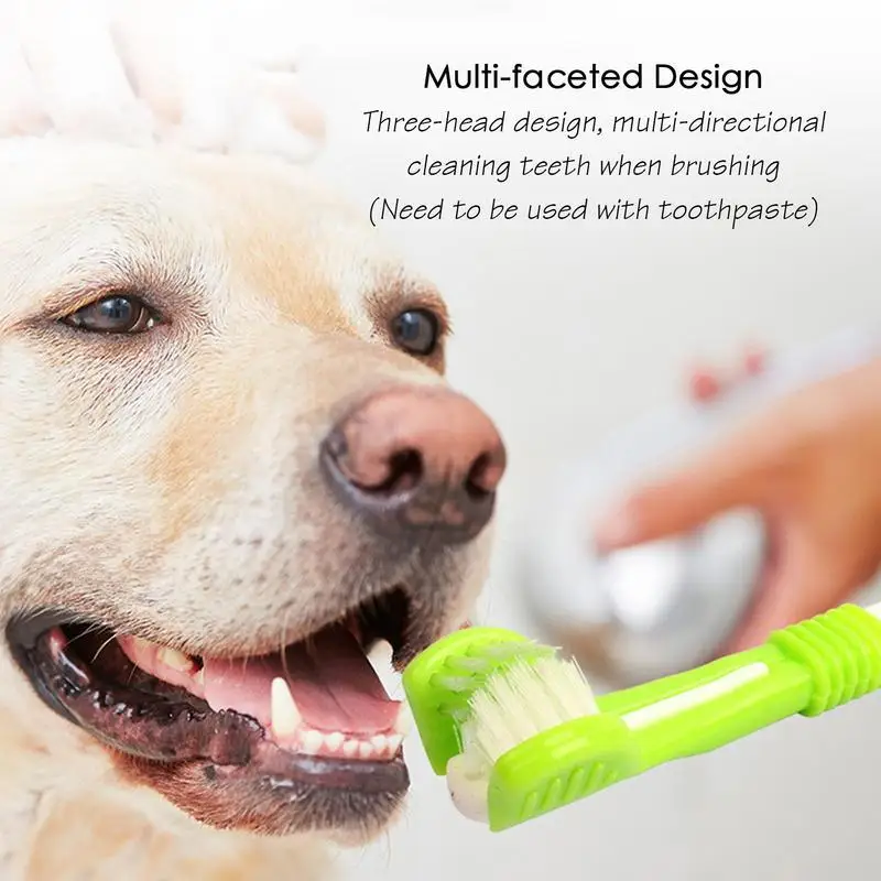 360 Degree Three Sided Pet Toothbrush Three-Head Multi-angle Toothbrush Cleaning Dog Cat Brush Bad Breath Teeth Care Tool