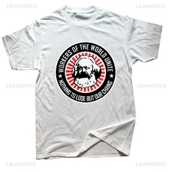 Karl Marx Workers Unite Communism Marxism Socialism Graphic Printed T Shirts Streetwear Short Sleeve Summer Style Man T-shirt
