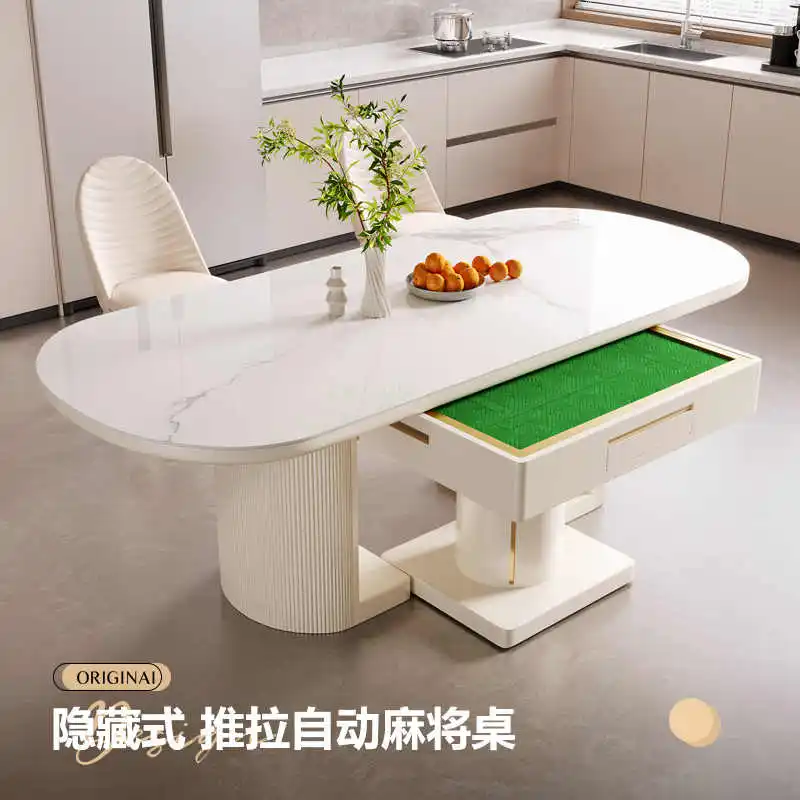 Modern luxury electric mahjong machine, simple rock board sliding table, mahjong table