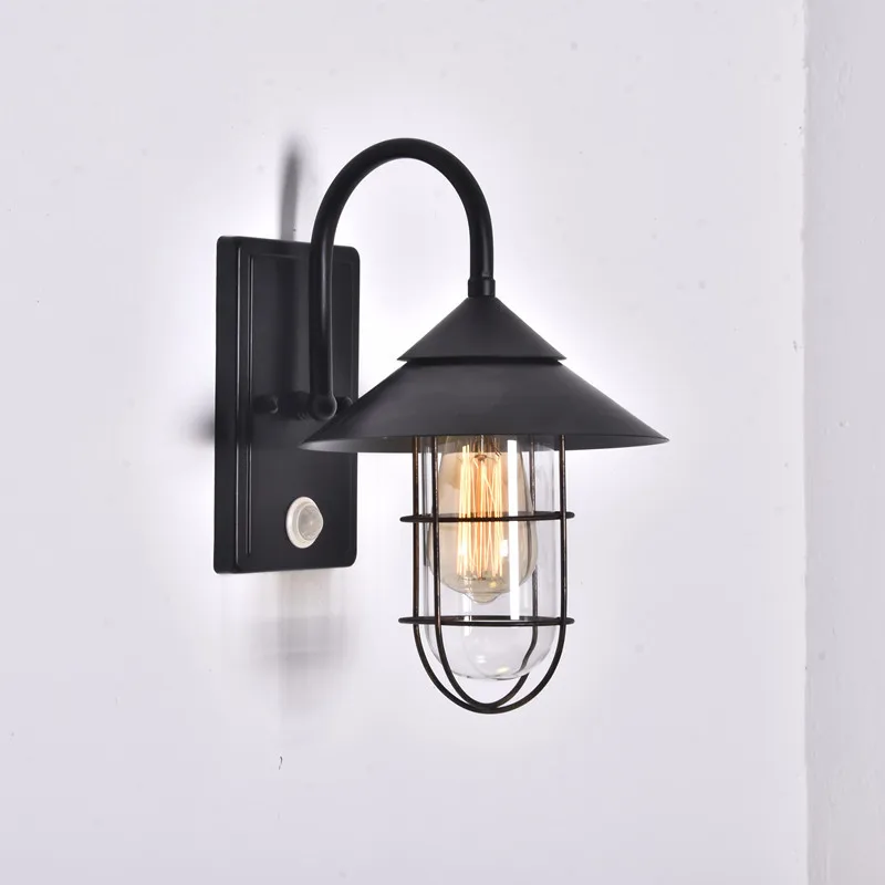 Retro Human Body Sensing Wall Lamp for Balcony Outdoor Aisle Indoor Villa Courtyard Lighting Sensory Wall Lamp