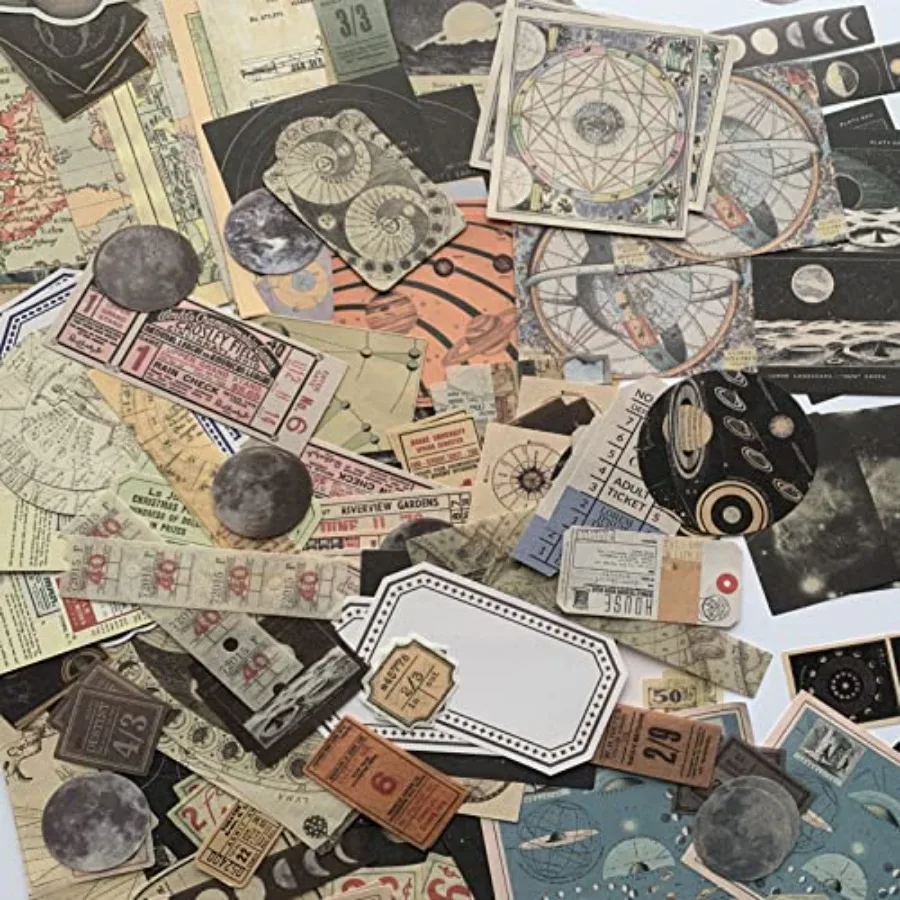ملصقات جمالية مكونة من 200 قطعة من TIYPKE - ملصقات قصاصات عتيقة لمجلات رصاصة المجلات وموضوعات القمر الفضائية - P #6