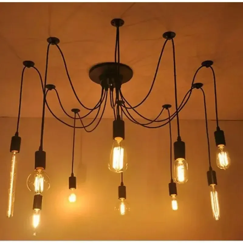 

Spider DIY Vintage Pendant Lamp Hanging Eire Length Adjustable Retro E 27 Edison Loft Style Classic Decorative LED Home Lighting
