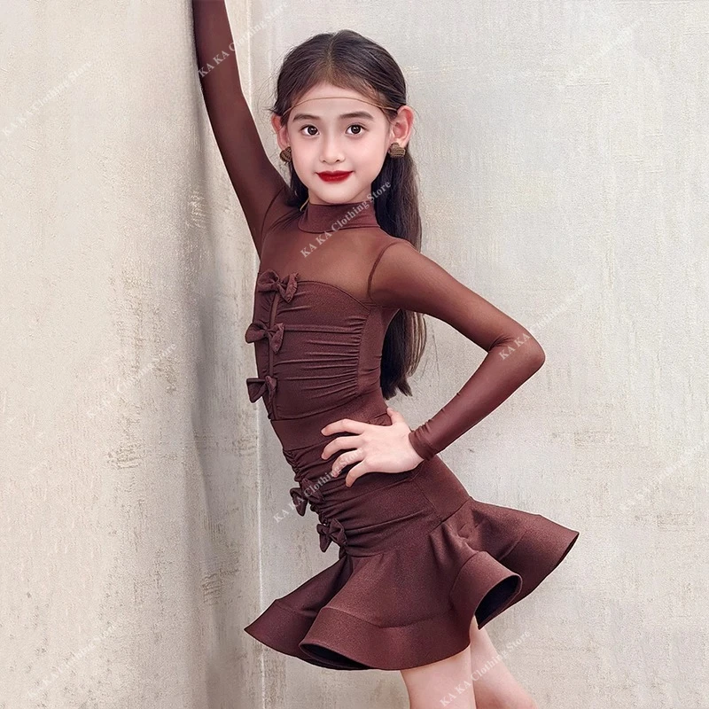 Rumba Tango Samba Latin Dance Kostüm Mädchen Salsa Latin Praxis Tanzkleid Kinder Tanzwettbewerb Gesellschaftstanz Kleider