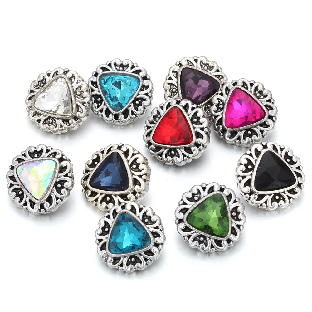 5pcs/lot New Snap Button DIY Mini Crystal Rhinestone Round 12mm Metal Snaps Buttons Charms for 12mm Snap Bracelet Jewelry