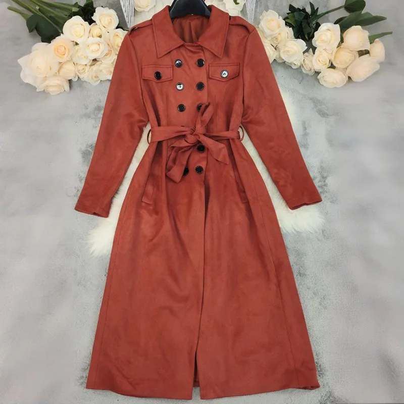 Greenora LN1720 Spot 2025 European And American Cross-border Winter New Women's Clothing Deerskin Velvet Loose Medium And Long T