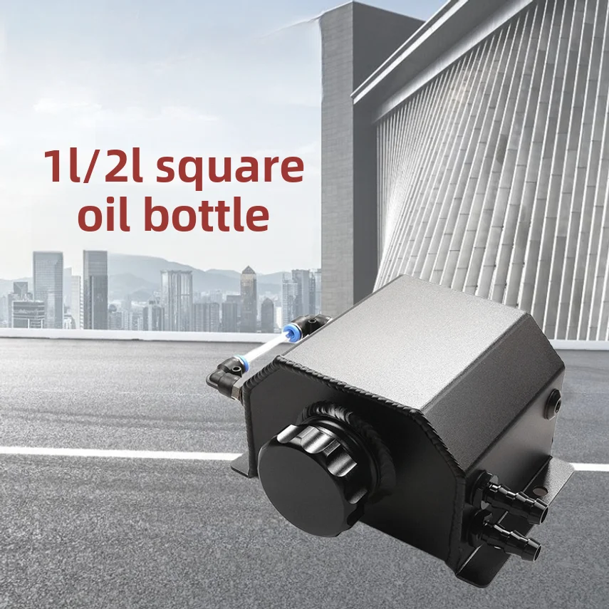 Modified 1l/2l Universal Hexagonal Square Oil Breather Reservoir Tank, Aluminum Alloy Coolant Reservoir Tank
