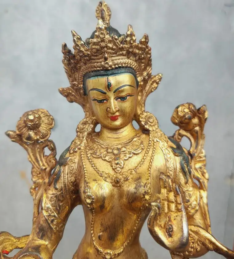 

Genuine Handmade old Tibetan 8" Bodhisattva Tara avalokiteshvara Buddha Statue