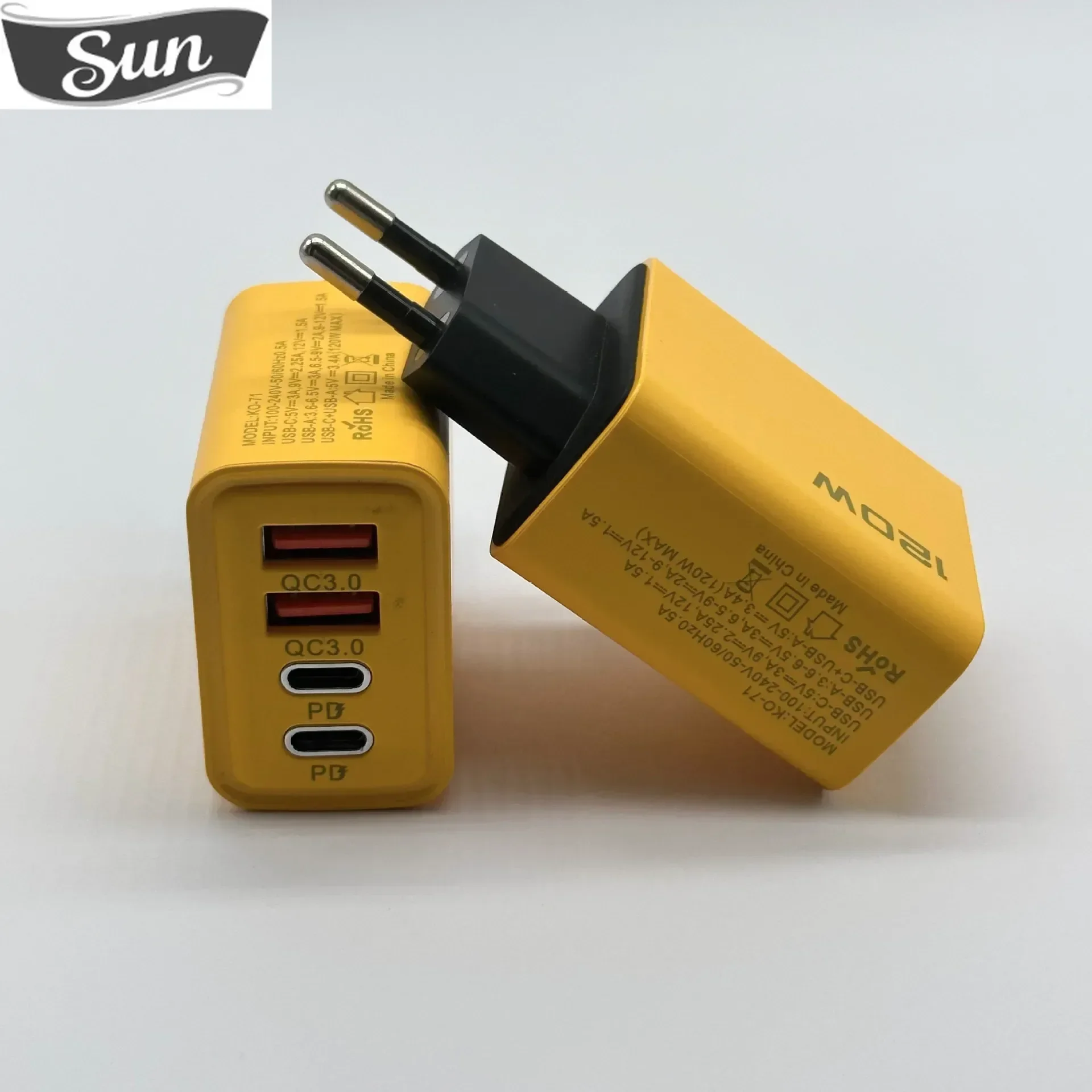 120W Fast Charging Charger Dual USB+Dual Type-C Multi Port PD Fast Charging US and European Standard Charging Heads