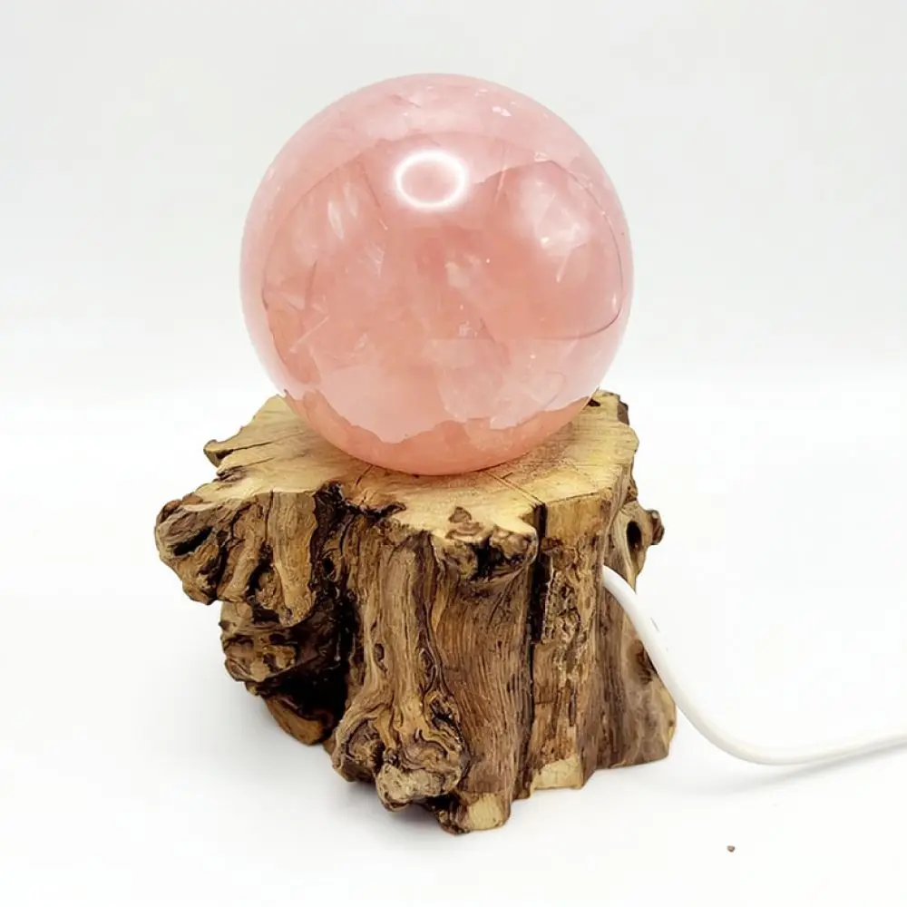LED Wooden Light Base For Sphere Display Stand Natural Root Craft Ornament USB Powered Decorative Night Lamp Home Interior