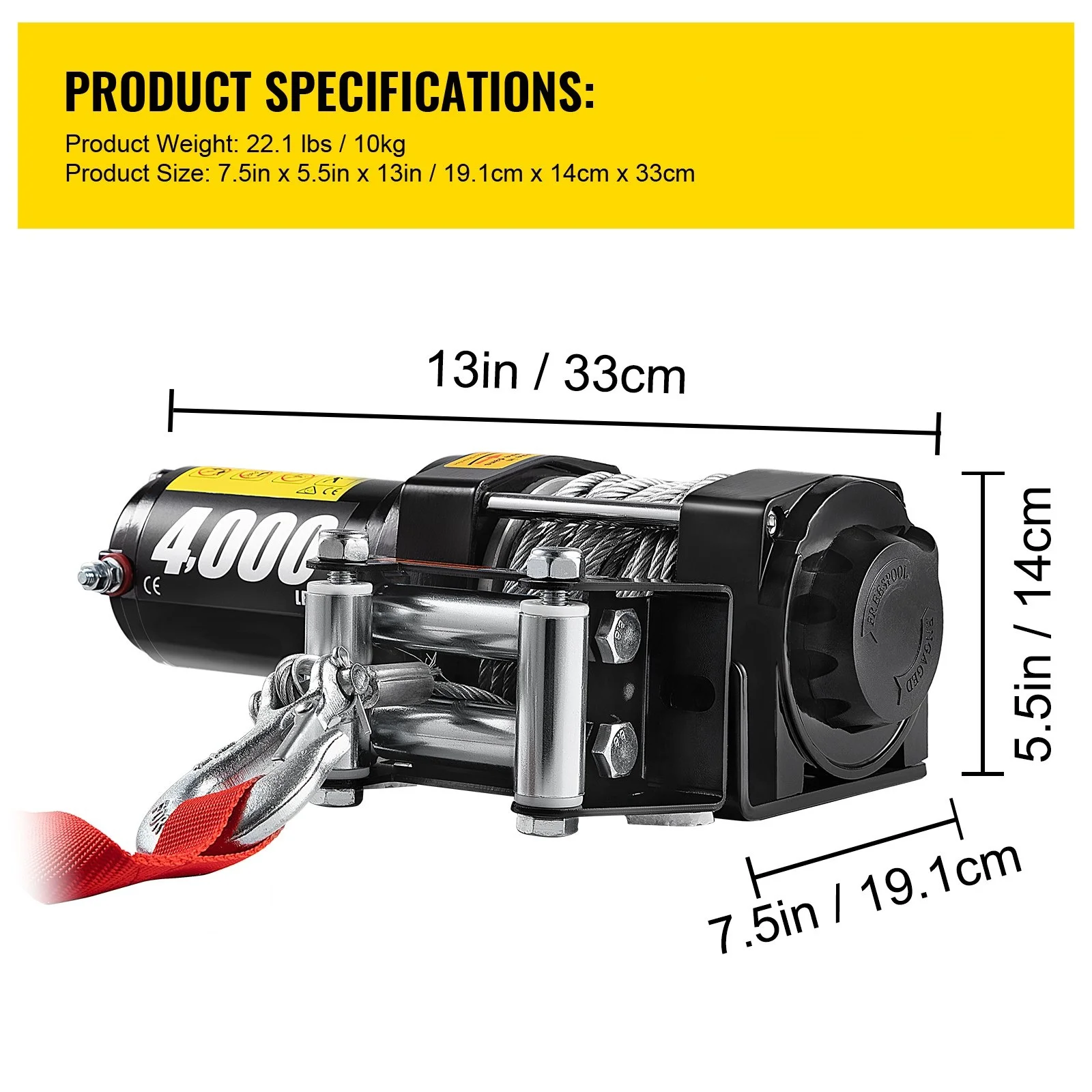 Electric Winch Wireless Remote Control ATV Winch Rope Steel Cable Foot-Remote Roller Superwinch Pull Upto 4000lbs Truck Winches