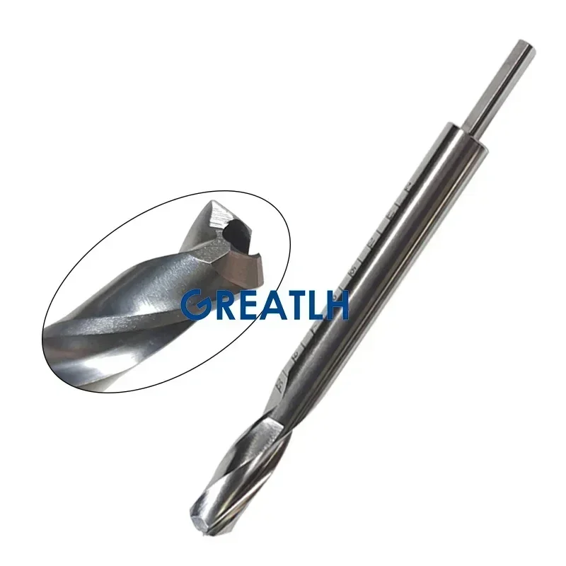 GREATLH 175mm Length Tibial Bone Drill Vet Tibial Hollow Bone Drill Bit Autoclavable Orthopedic Instruments