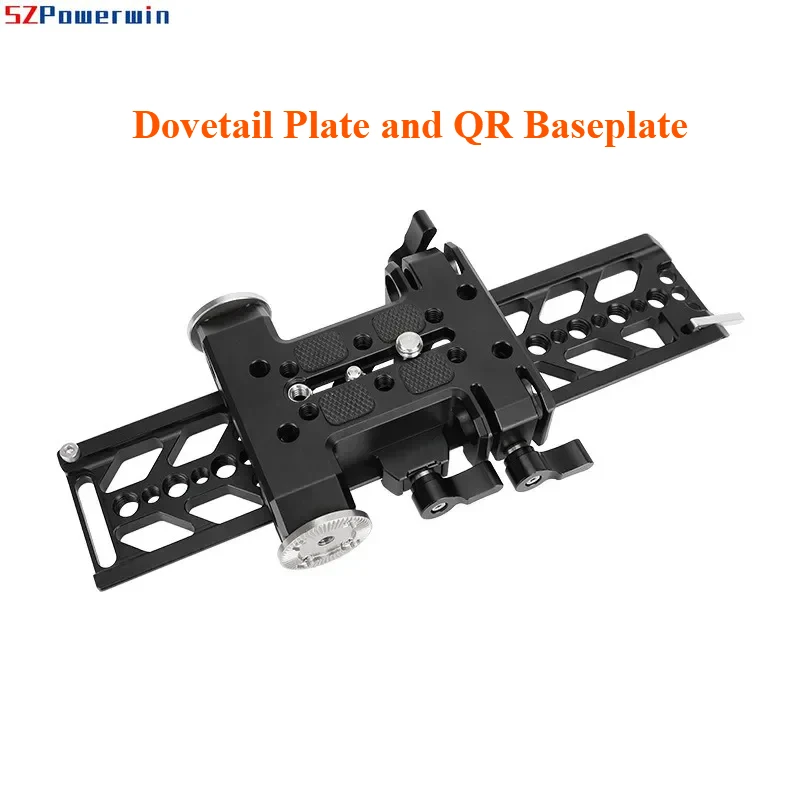 Dovetail Plate and QR Baseplate With Double 15mm Rod Adapter & ARRI Rosette Connections For DSLR Camera Tripod Head