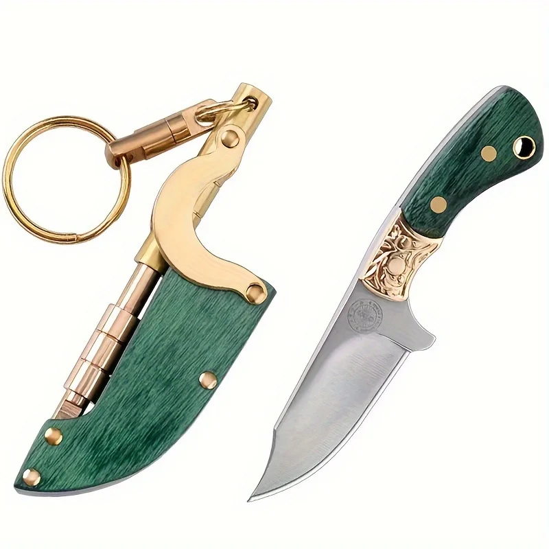 Outdoor Stainless Steel Sharp Knife Mini Straight Knife with Knife Sharpening Outdoor Camping Travel Tool Holiday Gift