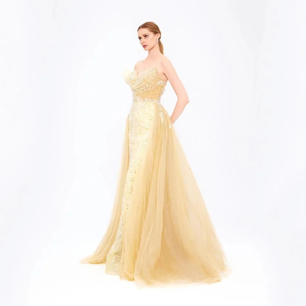 Arya – robe De soirée classique en Tulle, haute qualité, longueur au sol, asymétrique épaule dénudée, perles, personnalisée