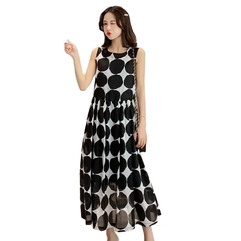 

South Korea's 2024 Summer Pregnant Women Sleeveless Photography Dress Large Polka Dot Maternity Sundress Tank Dress Vest Dresses