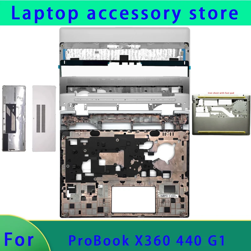 Adecuado para PROBOOK X360 serie 440 G1, cubierta superior de pantalla LCD para portátil/panel frontal/reposamanos/cubierta inferior, bisagra de cubierta ABCDE