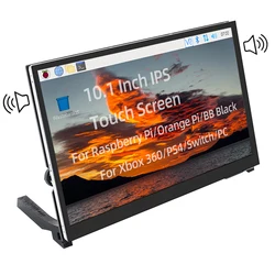 Raspberry Pi 10.1 Inch Touch Screen 1024x600 1280x800 IPS LCD Optional Speackers Display + Holder for RPI 4 Model B 3B+ 3B PC