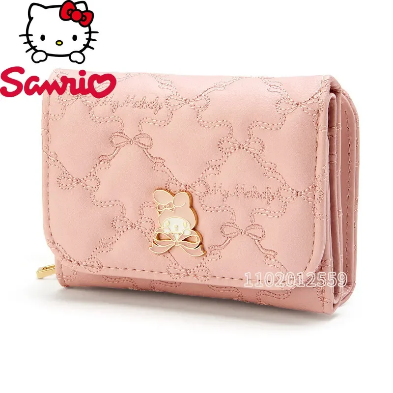 Hello Kitty New Women's Wallet Luxury Brand Original Short Coin Purse Cartoon Girls Wallet Large Capacity Multiple Card Slots