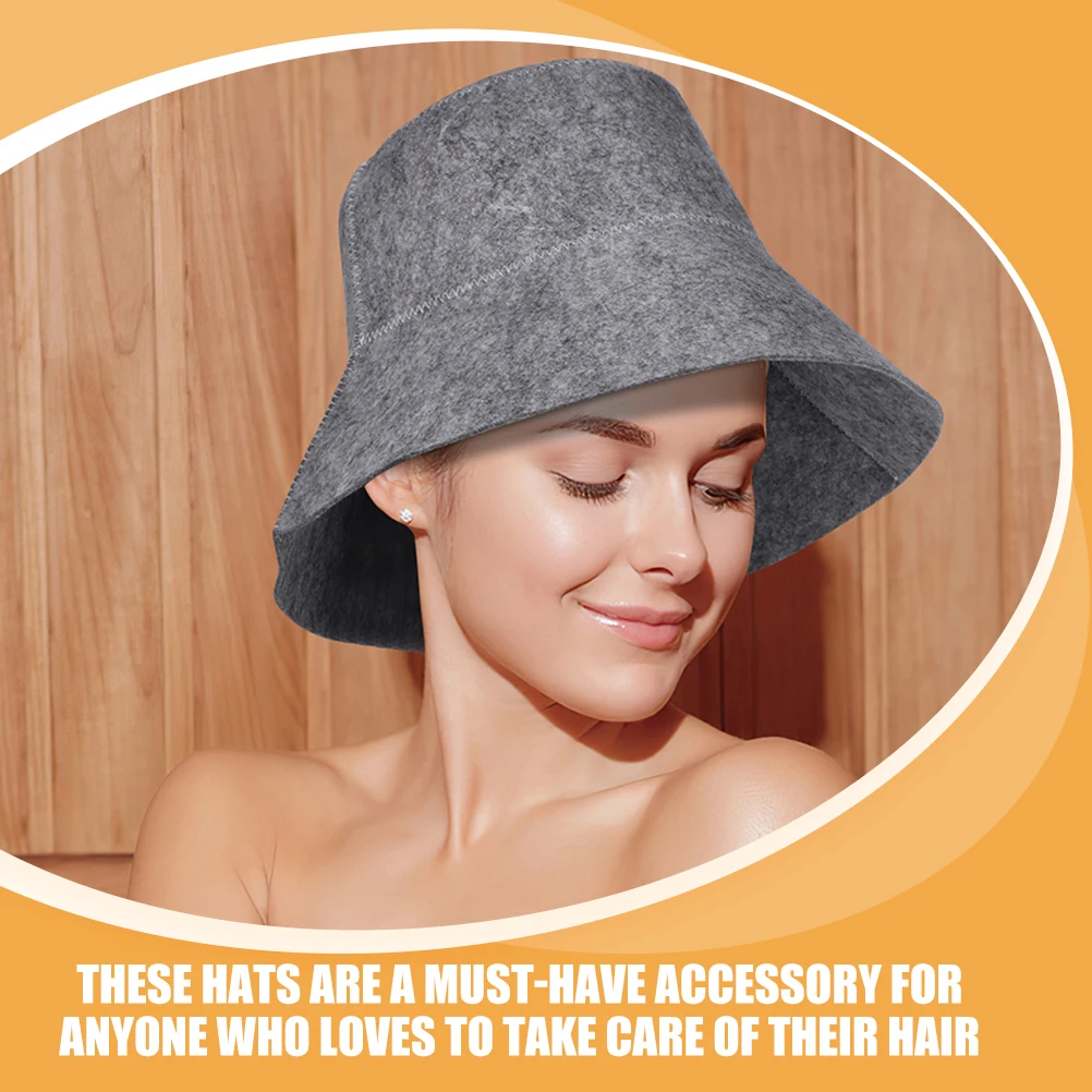 

2Pcs Reusable Felt Sauna Hats Bath Caps Large Size Shower Bathroom Head Cover for Women Men Spa Salon Steam Heat
