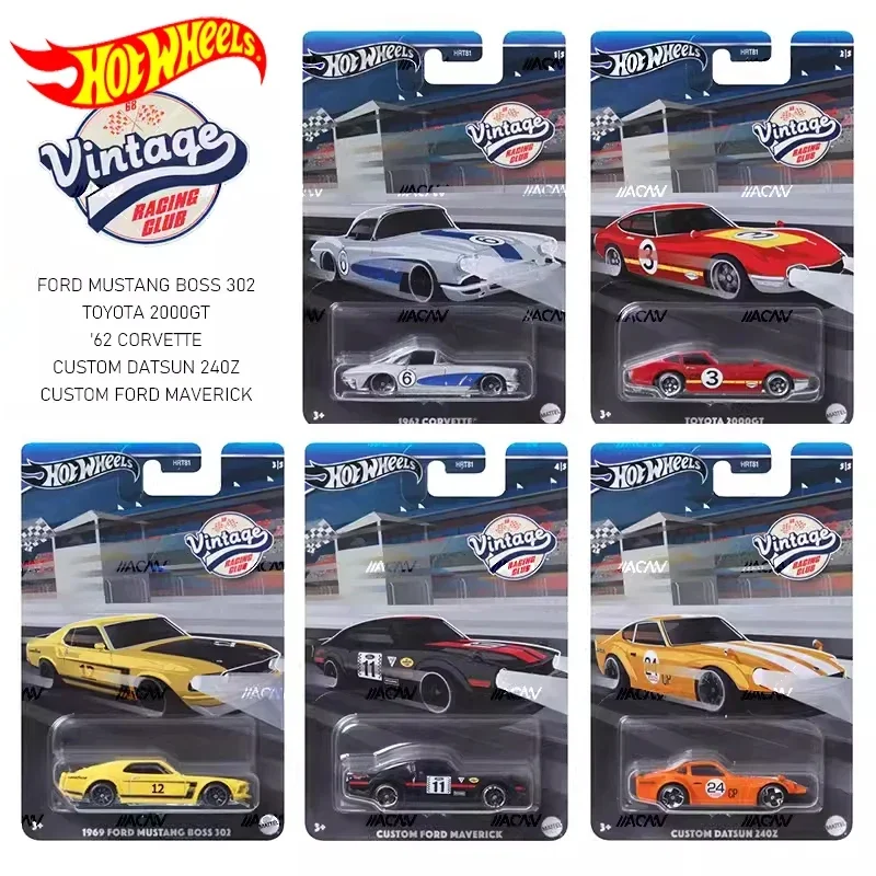 Original Hot Wheels Car Vintage Racing Club Boys Toys 1/64 Diecast Toyota 2000GT Ford Mustang Boss Datsun 240Z Corvette Maverick