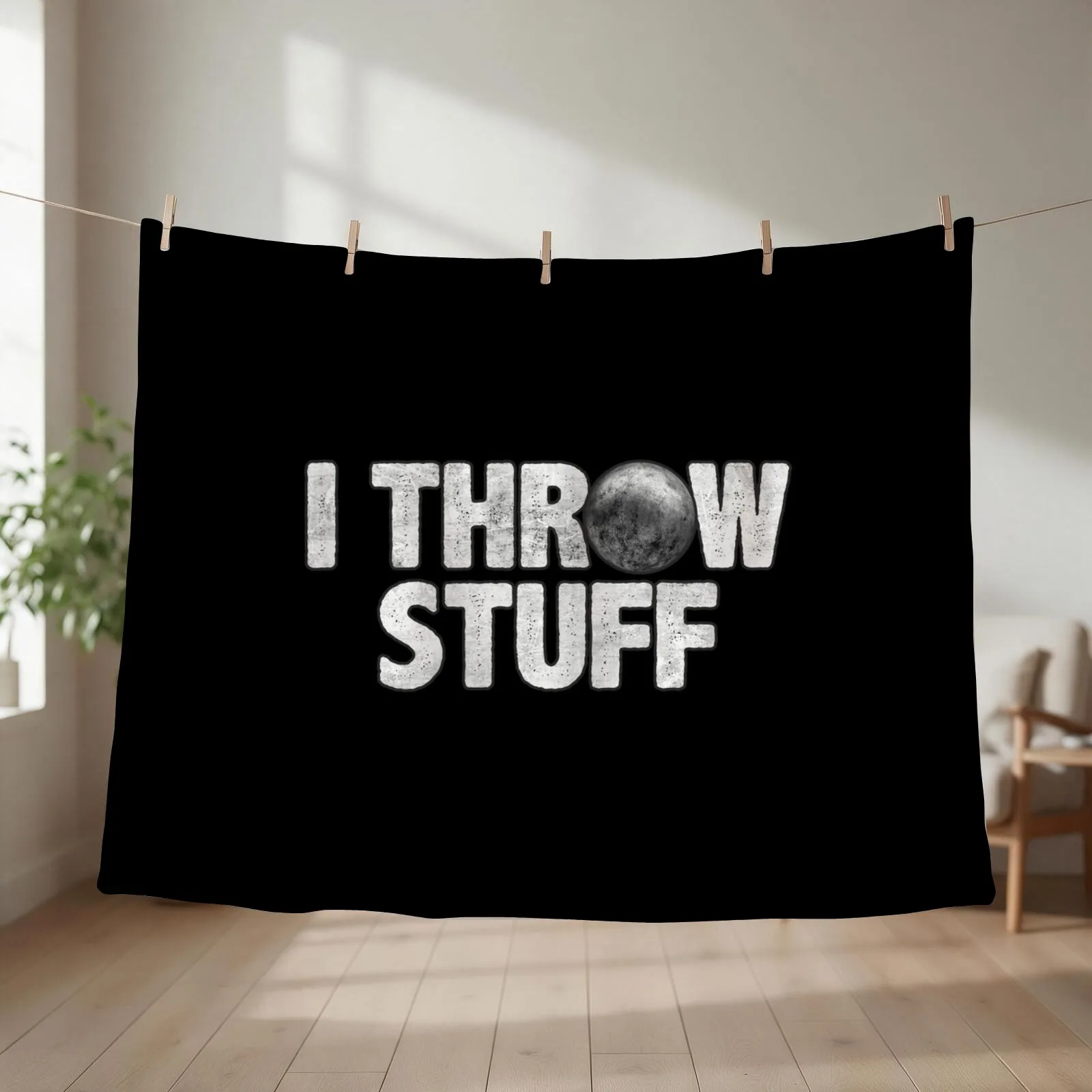 I Throw Stuff Shot Put Athlete Funny Throwing Lover Gift Throw Blanket couch cozy soft plush fuzzy picnic outdoor blanket