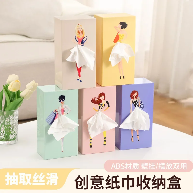 Puff skirt girl face paper box cartoon anime tissue box cute desktop decoration ornament