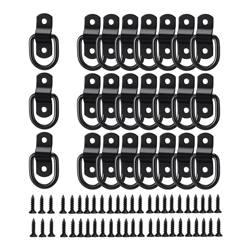 24 Pack D Ring Tie Down 1/4 Inch Stainless Steel D-Rings Trailer 700 Lbs D-Ring Bracket D Ring for Ratchet Tie Down Straps Car