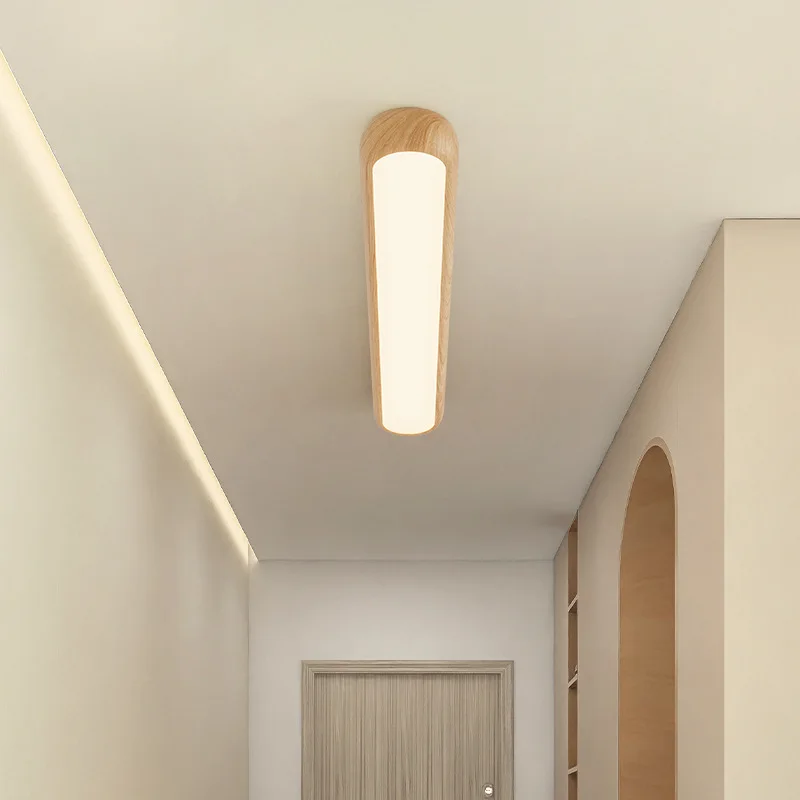 Japanese retro walnut pattern promenade passage light, balcony entrance foyer, wardrobe room ceiling