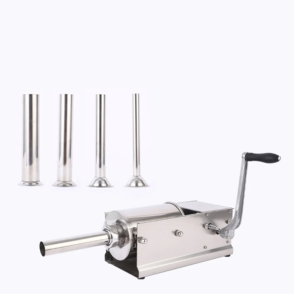 3L Stainless Steel Sausage Filler Horizontal Manual Machine for Making Hot Dog Sausages Suitable for Home and Commercial Use