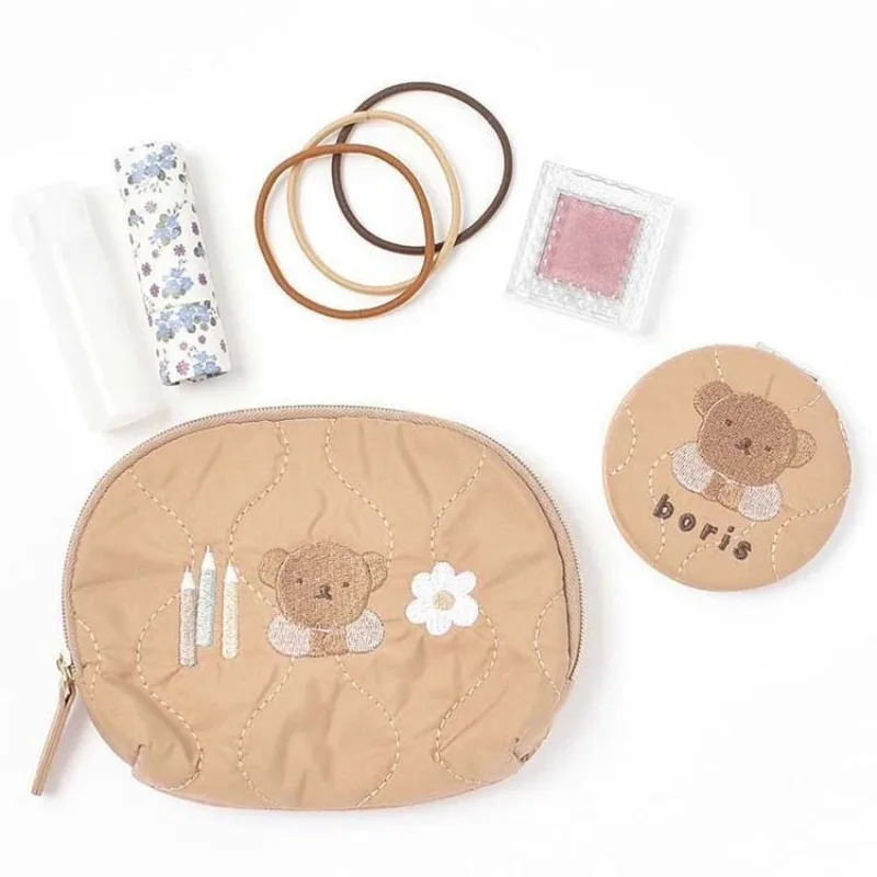 New Kawaii Miffy Bear Rabbit Embroidered Makeup Bag Cartoon Pattern Paper Handheld Change Storage Bag Girl Boy Gift