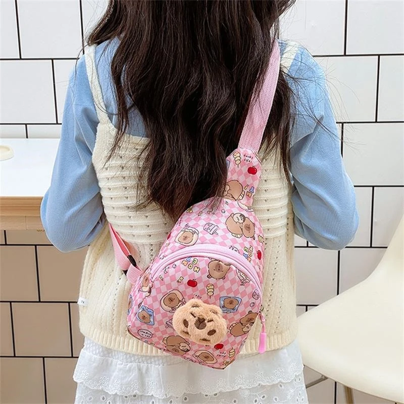 

New Cute Capybara Kids Crossbody Bag Cartoon Animal Print Chest Purse Trendy Shoulder Bag for Boys Girls Gift