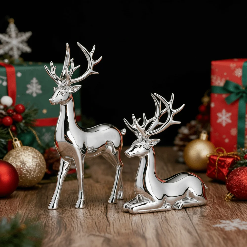 Creative Deer Desktop Ornament Modern Cute Christmas Deer Statue Durable Sitting/Standing Position Elk Home Decor TV Cabinet