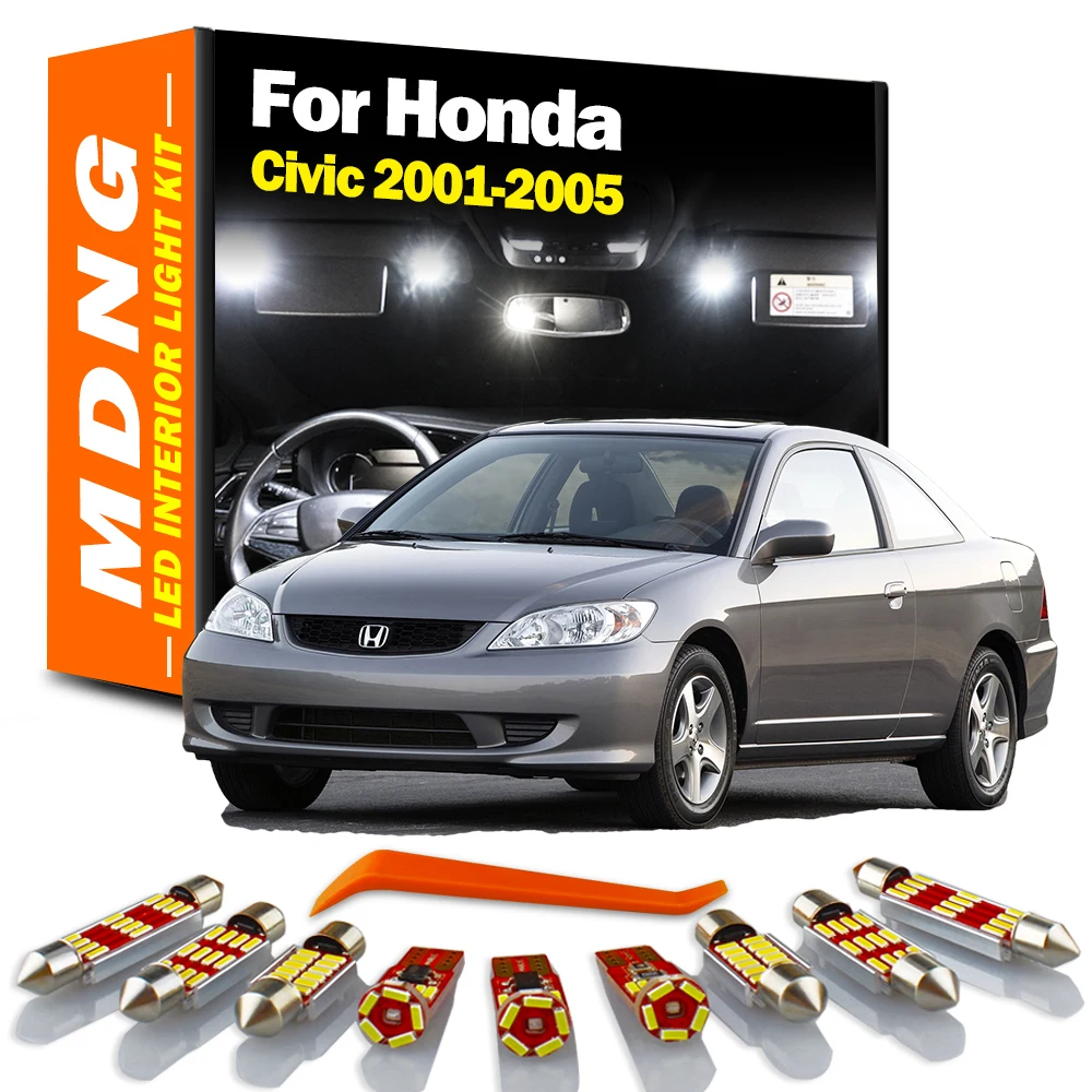 MDNG 11Pcs Canbus Car LED Interior Light Kit For 2001 2002 2003 2004 2005 Honda Civic Dome Map Reading Trunk License Plate Lamp