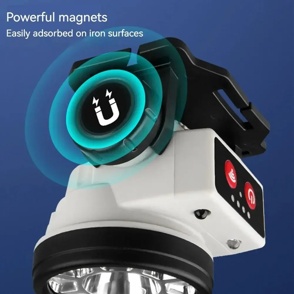 Lampe Frontale LED de Sauna à Induction Injuste, Rechargeable par USB, Torche Légère pour Camping en Plein Air, Pêche, Étanche