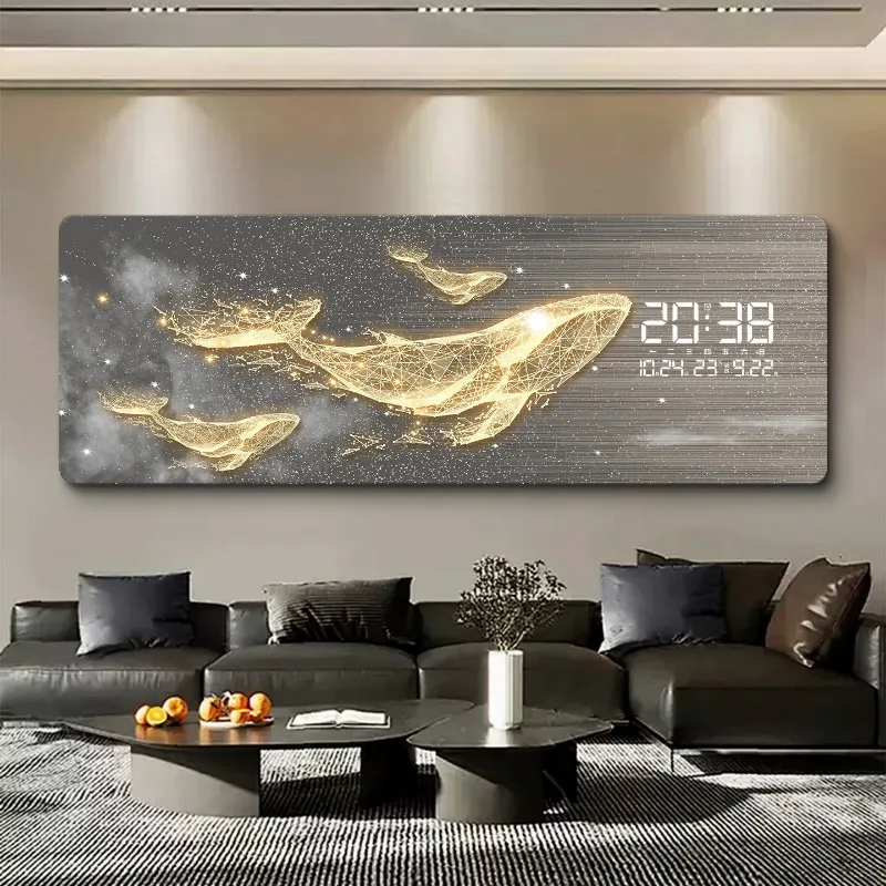 

household large wall clock light luxury Digital led wall clock mural decorative настенные часы большие living room furniture
