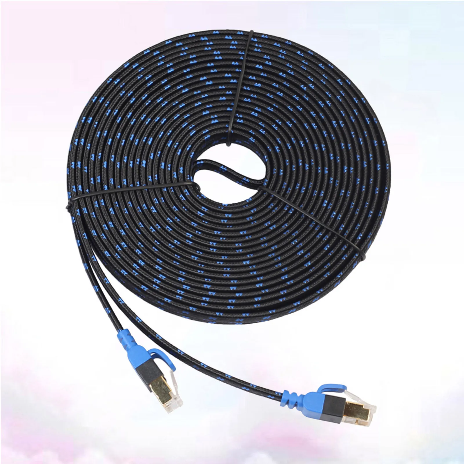 10 Meters Double-Shielded Cat7 Network Cable High Bandwidth 10Gbps Ethernet Cord for Router Nas Pc Flat Fiber Mesh Cable