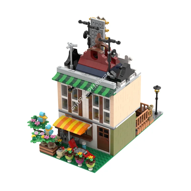 1122 pz MOC Cocktail Bar Downtown Noodle Shop Modello Building Blocks Architettura Assemblare Regali Di Natale FAI DA TE Idea Giocattolo Creativo