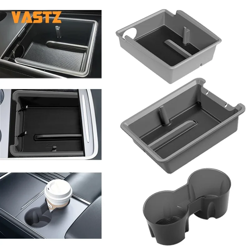 VASTZ Center Console Storage Box Organizer per Tesla Model 3 Y 2021 2022 2023 bracciolo centrale scatola nascosta portabicchieri Data Line Hub