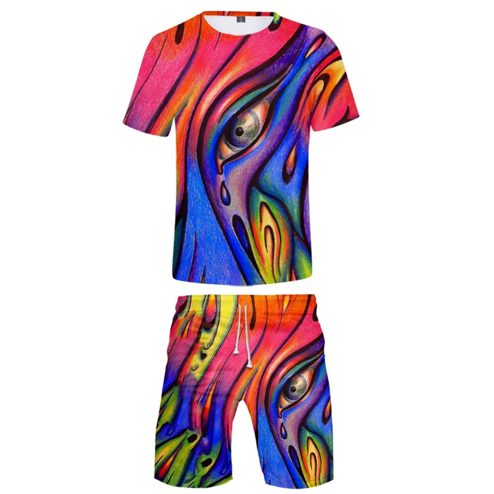 

Short sleeve shorts suit men's and women's clothing abstract painting Fashion pure cotton Pants T-shirt set 3D digital printing