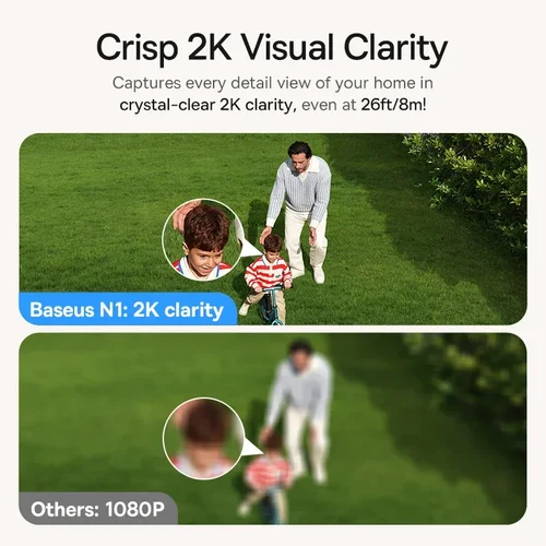 Imagen 2 del producto Baseus Protección de seguridad Cámara exterior Serie N1 2K Kit de 2 cámaras Seguridad inalámbrica para el hogar Duración de la batería de 210 días HomeKit Memoria de 16 TB