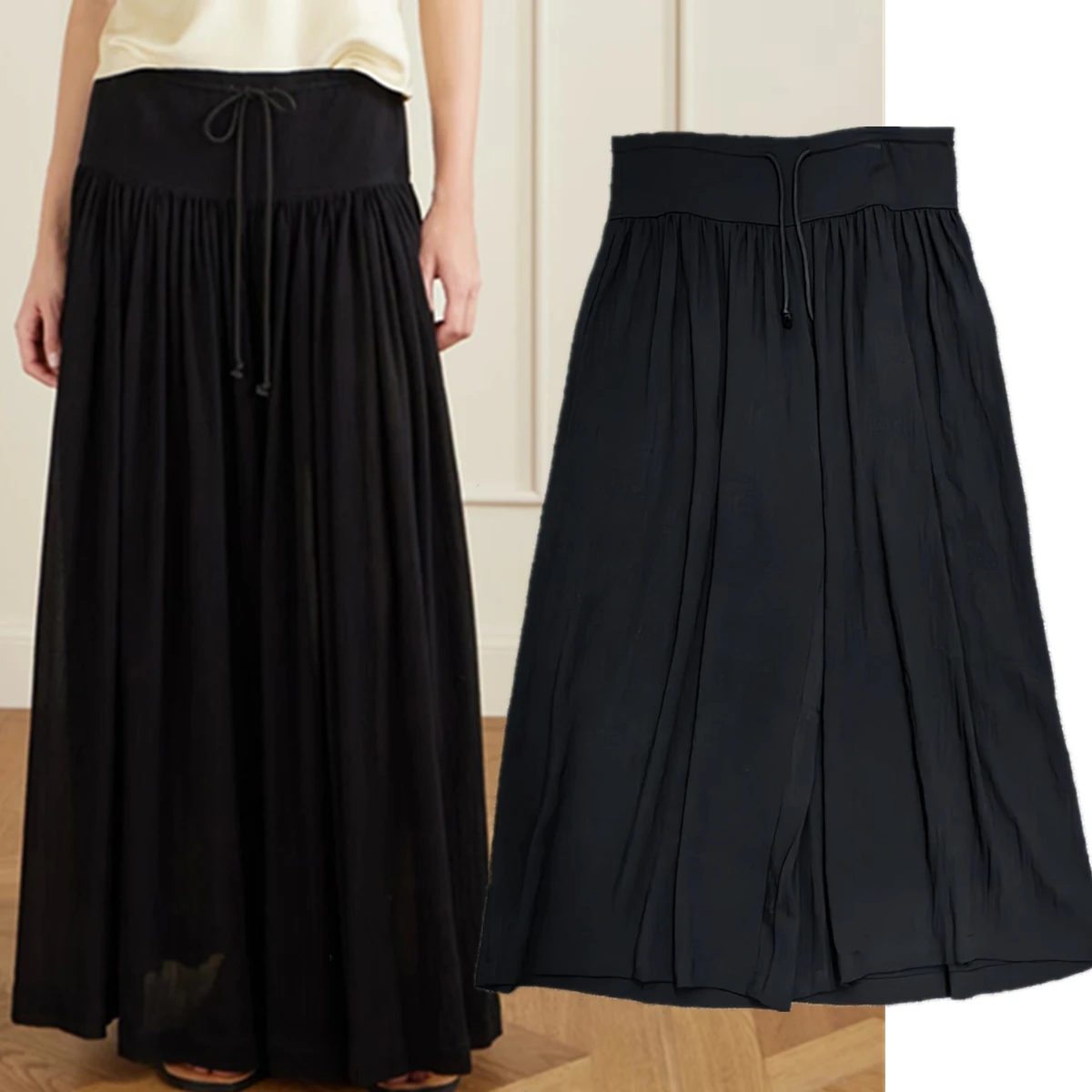 

Maxdutti Minimalist Elegant High Waist Wide Leg Pants Black Cotton Linen Casual Pants Women's Pants And Trousers Woman clothes