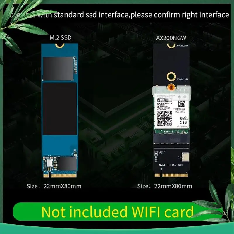 (NEW) M.2 To Nvme Wifi Card NGFF M.2 A+E Key To Nvme PCI Express SSD Port Converter Adapter F-For AX200 AX210 8265 7260AC Card