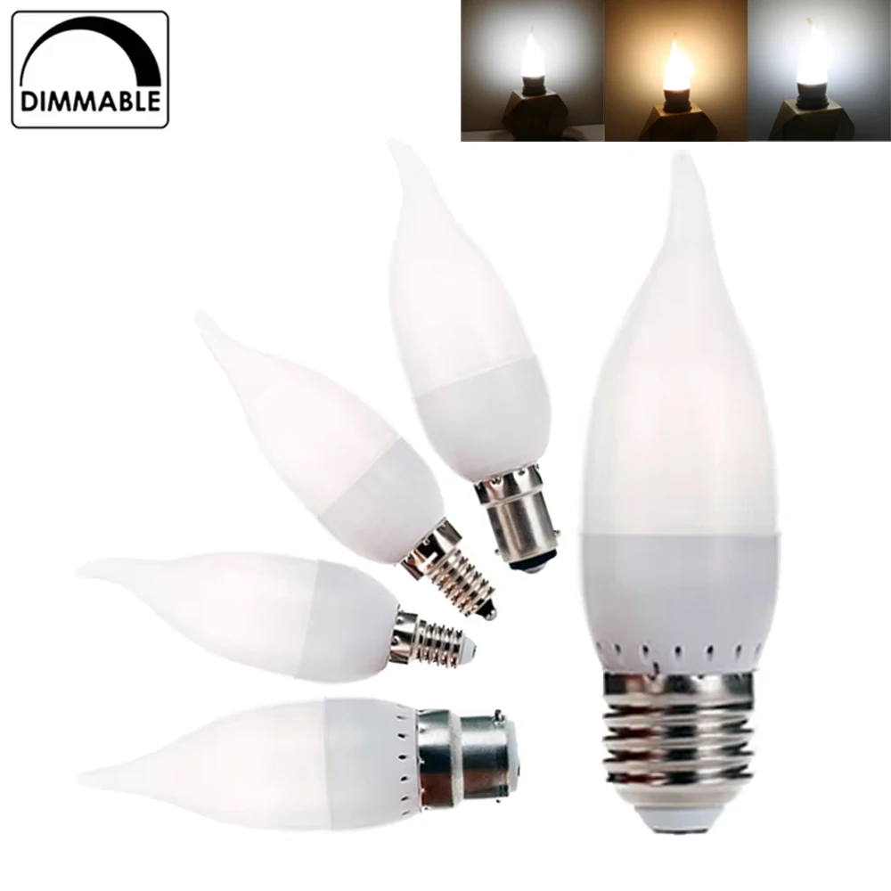 

Aoyuansea E14 E12 E27 B22 B15 LED Flame Light 3W Dimmable Indoor Decor Lamp 3000K-6000K White Light for Home AC110V/220V