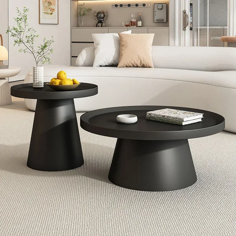 Aesthetic Tray Coffee Tables Black Ornaments Simple Adjustable Coffee Table Round Minimalist Mesa Centro Salon Home Furniture