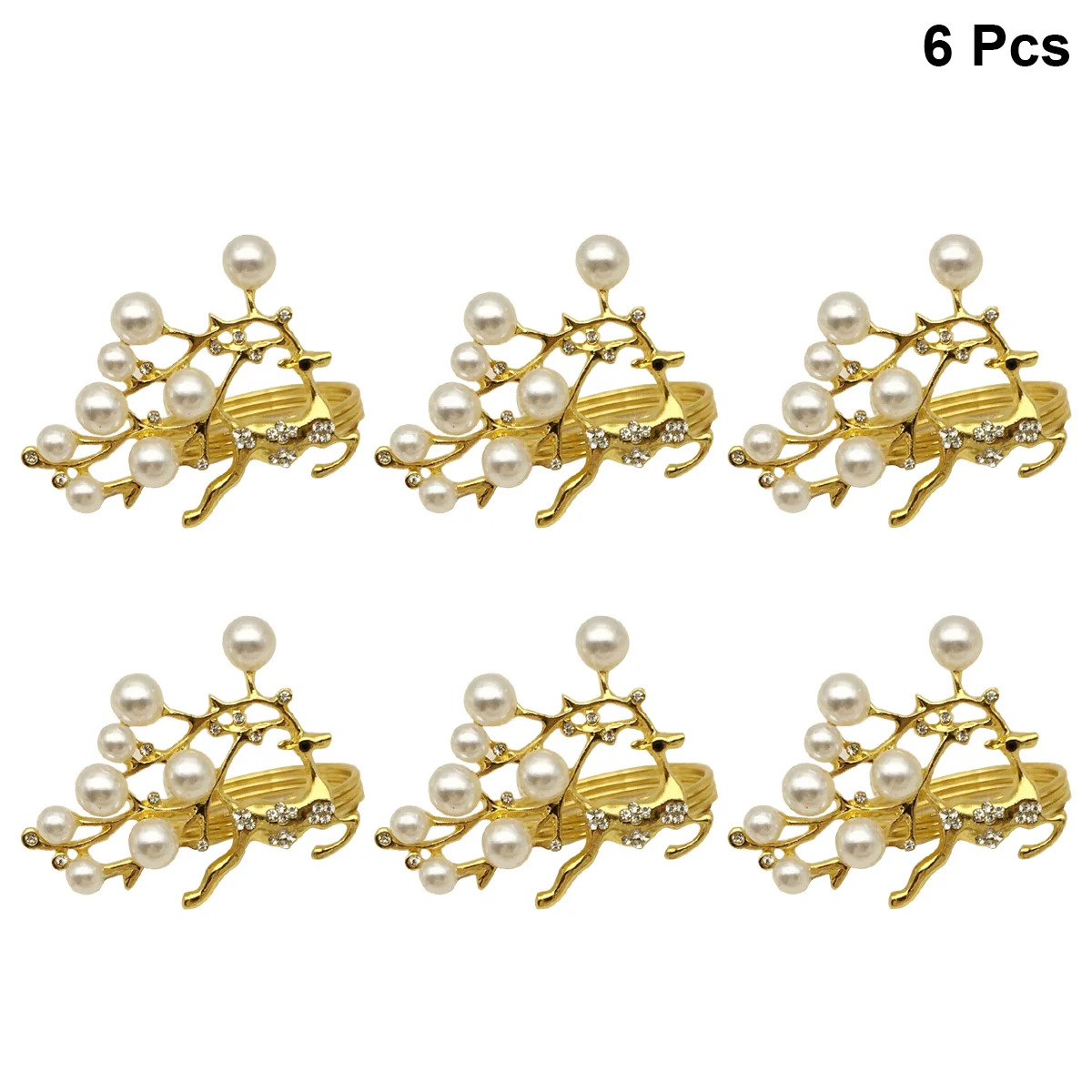 

6 Pcs Christmas Deer Napkin Ring Buckles Holders Dining Room Table Decor Rings Party Dinner for Decorate