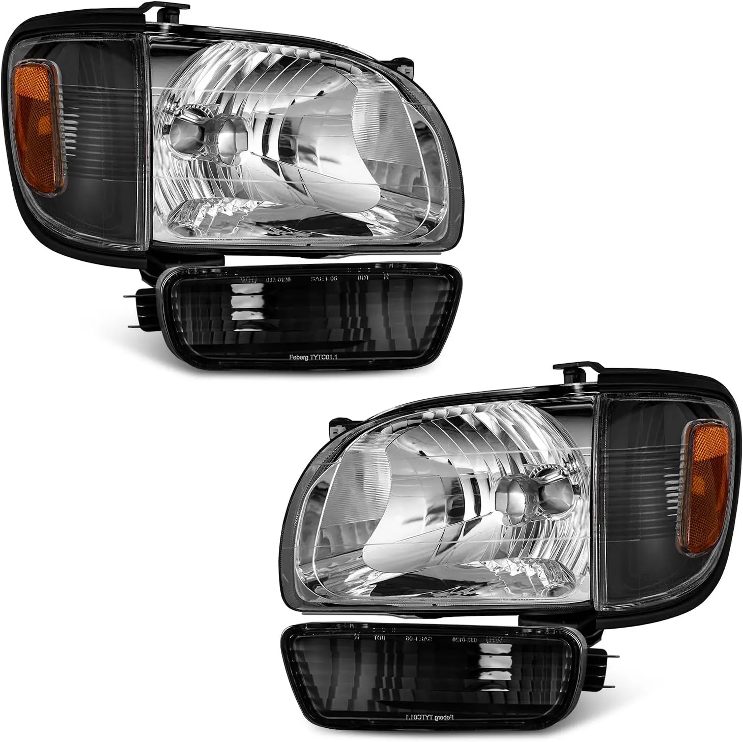 

Headlights fit 2001 2002 2003 2004 Tacoma, Headlights Assembly Compatible with 2001-2004 Tacoma Headlamp Replacement Black Housi