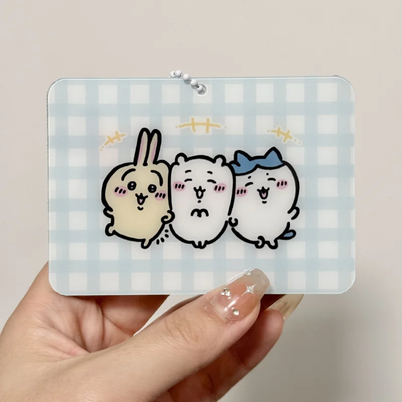 Chiikawa Acrylic Card Holder Kawaii Women Business ID Bank Card Holders Badge Child Bus Card Cover Case with Pendant Gifts image 5