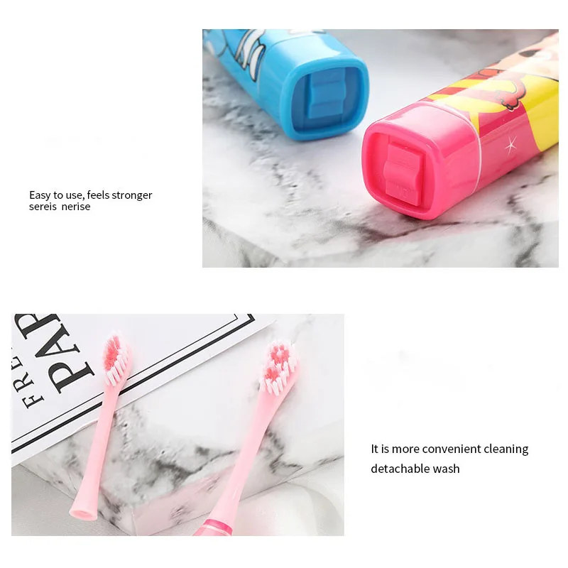 Sonic Tooth brush for Kids Children Electric Toothbrush Cartoon Pattern with Tooth Brush Head AA Battery Powered Ultrasonic