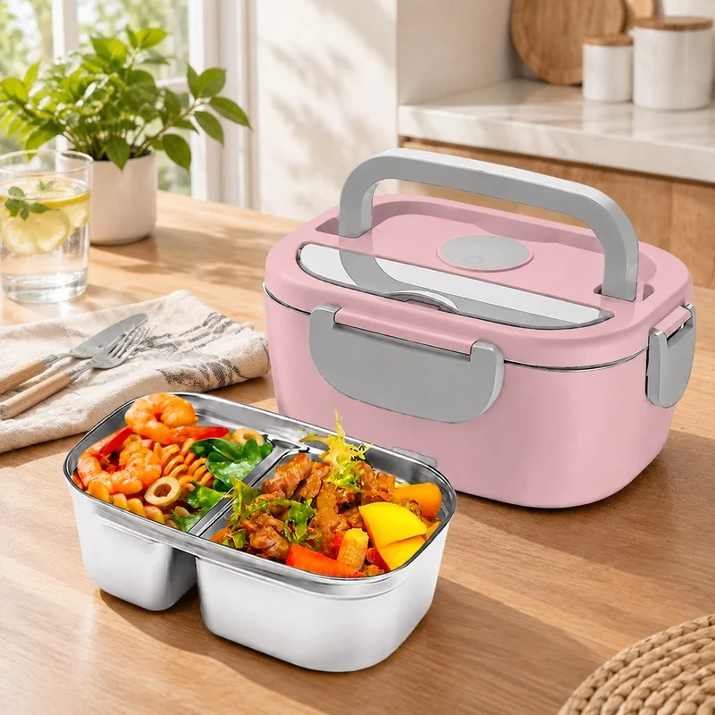 1.5L Electric Food Warmer with 304 Stainless Steel Leakproof Interior, 65W Power for Home and Vehicle Use